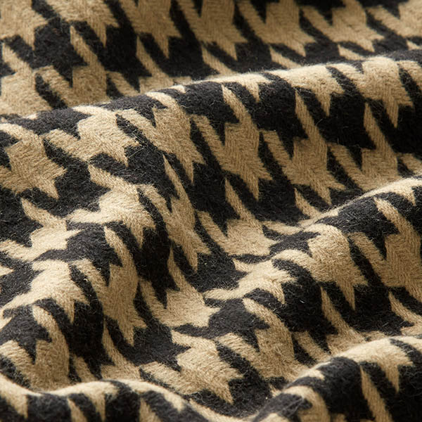 Tissu pour manteau en coton mélangé Pied de poule – noir/anémone