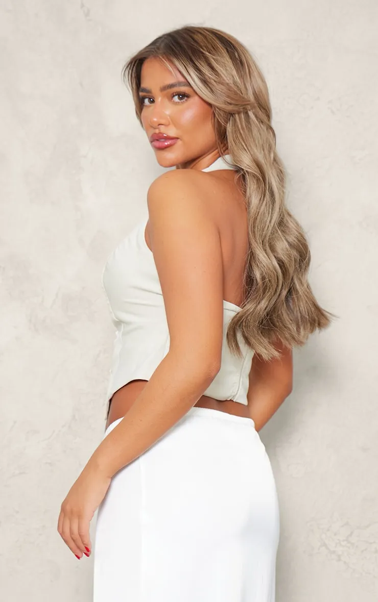 Top corset dos nu nude à détail noeud