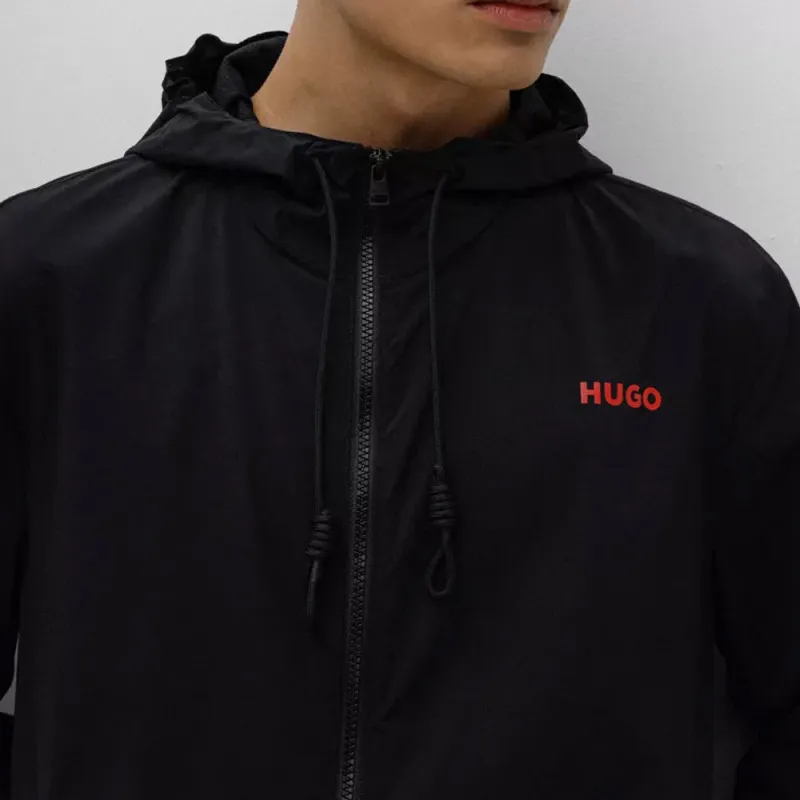 Veste Hugo Benjoe2231 à capuche déperlante avec logos imprimés