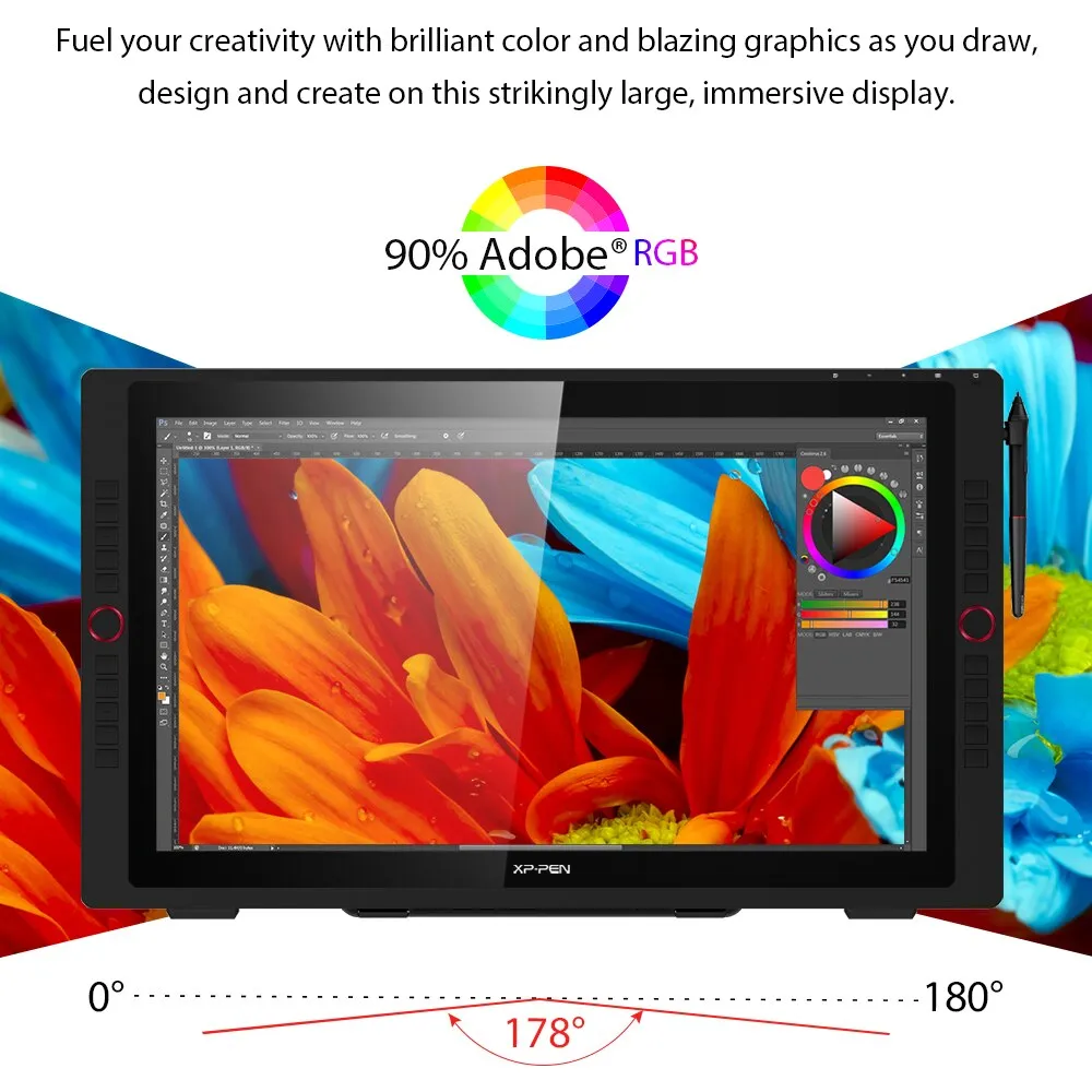 XPPen – tablette graphique Artist 24 Pro, écran de 23.8 pouces 2K QHD, pour dessin, avec stylet inclinable, 8192 niveaux de pres