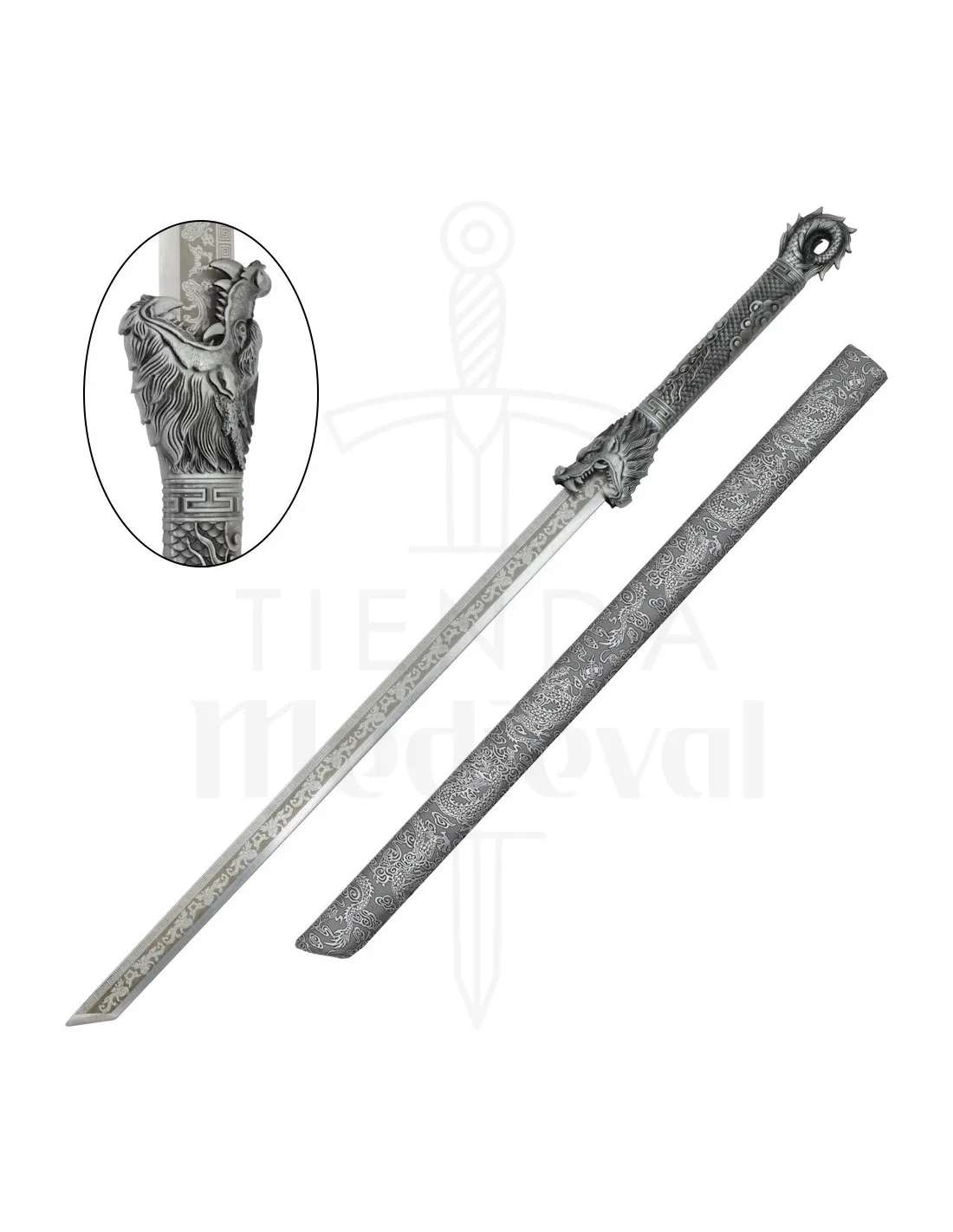 Épée de dragon traditionnelle chinoise, dynastie Tang (105 cm.) ⚔️ Boutique